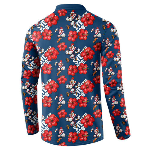 Sydney Roosters Button Sweatshirt Tropical Hibiscus Floral Seamless Rugby Mascot