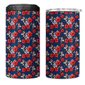 Sydney Roosters 4 in 1 Can Cooler Tumbler Tropical Hibiscus Floral Seamless Rugby Mascot