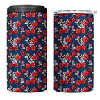 Sydney Roosters 4 in 1 Can Cooler Tumbler Tropical Hibiscus Floral Seamless Rugby Mascot