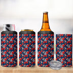 Sydney Roosters 4 in 1 Can Cooler Tumbler Tropical Hibiscus Floral Seamless Rugby Mascot