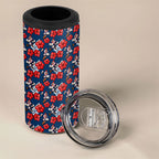 Sydney Roosters 4 in 1 Can Cooler Tumbler Tropical Hibiscus Floral Seamless Rugby Mascot
