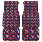 Sydney Roosters Car Mats Tropical Hibiscus Floral Seamless Rugby Mascot