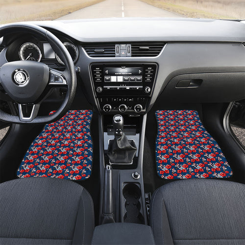 Sydney Roosters Car Mats Tropical Hibiscus Floral Seamless Rugby Mascot