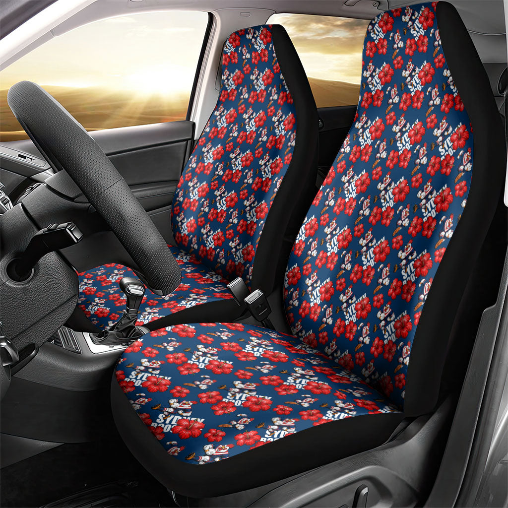 Sydney Roosters Car Seat Cover Tropical Hibiscus Floral Seamless Rugby Mascot