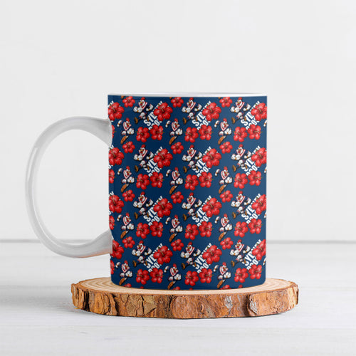 Sydney Roosters Ceramic Mug Tropical Hibiscus Floral Seamless Rugby Mascot