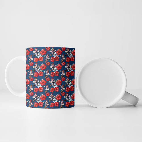 Sydney Roosters Ceramic Mug Tropical Hibiscus Floral Seamless Rugby Mascot