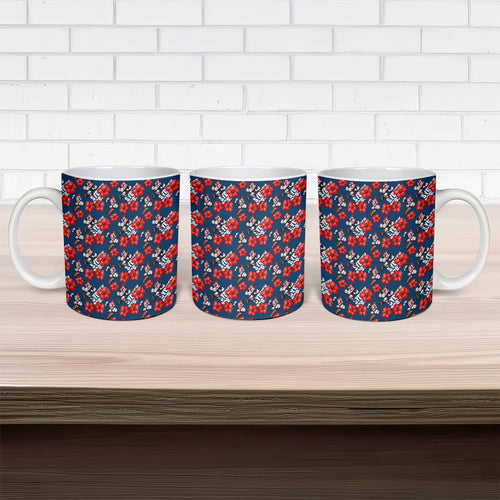 Sydney Roosters Ceramic Mug Tropical Hibiscus Floral Seamless Rugby Mascot