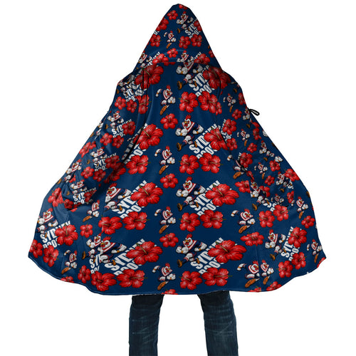 Sydney Roosters Cloak Tropical Hibiscus Floral Seamless Rugby Mascot