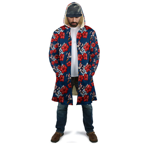 Sydney Roosters Cloak Tropical Hibiscus Floral Seamless Rugby Mascot