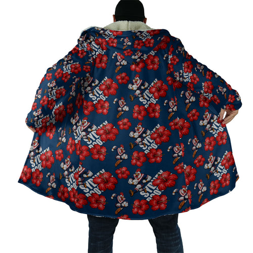 Sydney Roosters Cloak Tropical Hibiscus Floral Seamless Rugby Mascot