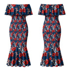 Sydney Roosters Couples Matching Mermaid Dress and Hawaiian Shirt Tropical Hibiscus Floral Seamless Rugby Mascot
