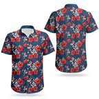 Sydney Roosters Couples Matching Puletasi and Hawaiian Shirt Tropical Hibiscus Floral Seamless Rugby Mascot
