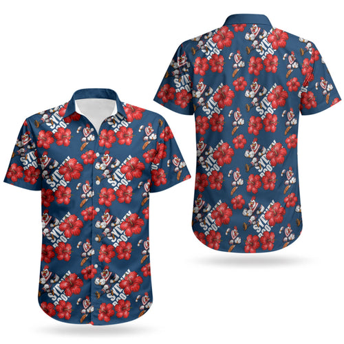 Sydney Roosters Couples Matching Puletasi and Hawaiian Shirt Tropical Hibiscus Floral Seamless Rugby Mascot