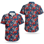 Sydney Roosters Couples Matching Short Sleeve Bodycon Dress and Hawaiian Shirt Tropical Hibiscus Floral Seamless Rugby Mascot