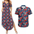 Sydney Roosters Couples Matching Summer Maxi Dress and Hawaiian Shirt Tropical Hibiscus Floral Seamless Rugby Mascot