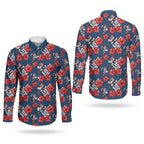 Sydney Roosters Couples Matching Summer Maxi Dress and Long Sleeve Button Shirt Tropical Hibiscus Floral Seamless Rugby Mascot