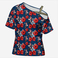 Sydney Roosters Cross Shoulder Shirt Tropical Hibiscus Floral Seamless Rugby Mascot