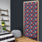 Sydney Roosters Door Cover Tropical Hibiscus Floral Seamless Rugby Mascot