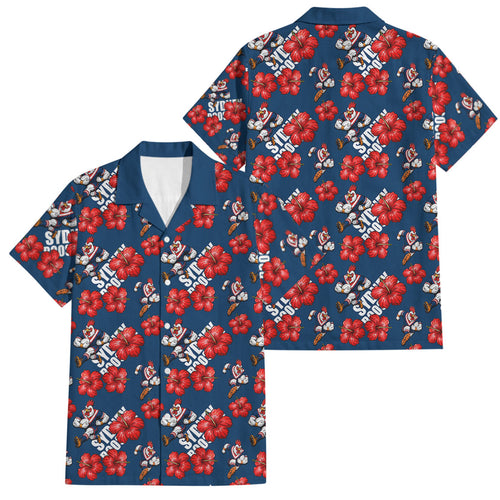 Sydney Roosters Family Matching Summer Maxi Dress and Hawaiian Shirt Tropical Hibiscus Floral Seamless Rugby Mascot