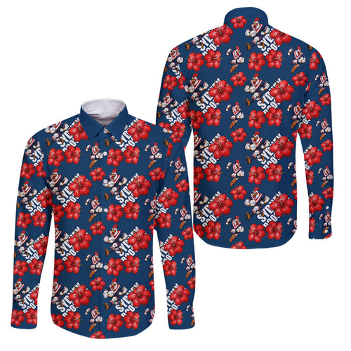 Sydney Roosters Family Matching Tank Maxi Dress and Hawaiian Shirt Tropical Hibiscus Floral Seamless Rugby Mascot