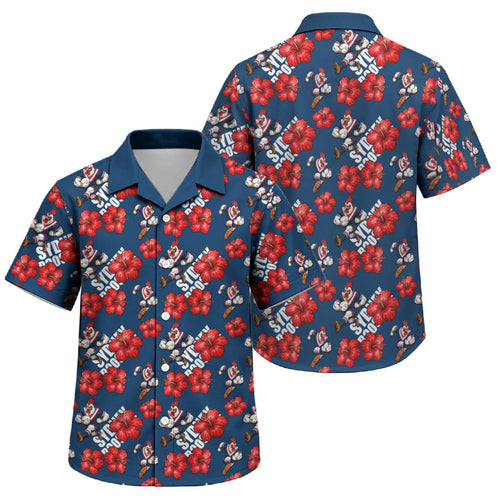 Sydney Roosters Family Matching Tank Maxi Dress and Hawaiian Shirt Tropical Hibiscus Floral Seamless Rugby Mascot