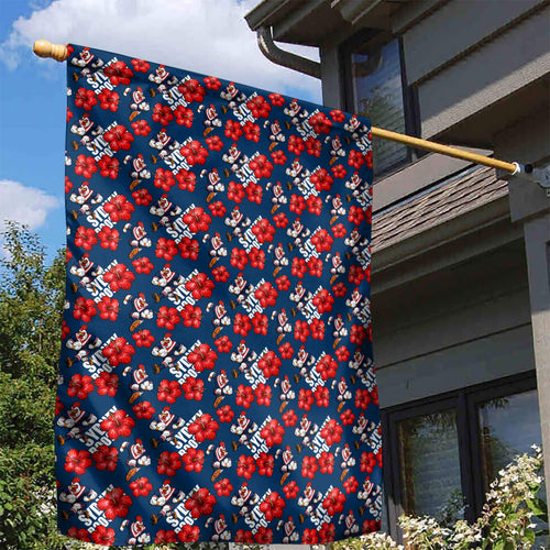 Sydney Roosters Garden Flag Tropical Hibiscus Floral Seamless Rugby Mascot