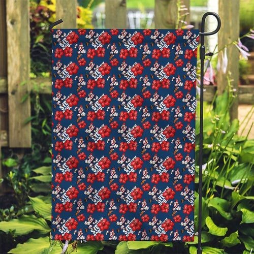 Sydney Roosters Garden Flag Tropical Hibiscus Floral Seamless Rugby Mascot