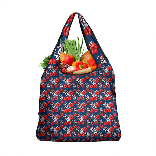 Sydney Roosters Grocery Bag Tropical Hibiscus Floral Seamless Rugby Mascot