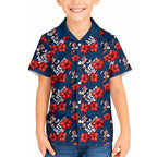 Sydney Roosters Hawaiian Shirt Tropical Hibiscus Floral Seamless Rugby Mascot