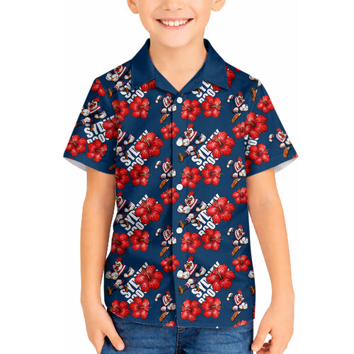 Sydney Roosters Hawaiian Shirt Tropical Hibiscus Floral Seamless Rugby Mascot