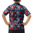 Sydney Roosters Hawaiian Shirt Tropical Hibiscus Floral Seamless Rugby Mascot