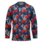 Sydney Roosters Hockey Jersey Tropical Hibiscus Floral Seamless Rugby Mascot
