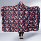 Sydney Roosters Hooded Blanket Tropical Hibiscus Floral Seamless Rugby Mascot