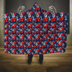 Sydney Roosters Hooded Blanket Tropical Hibiscus Floral Seamless Rugby Mascot