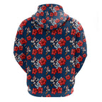 Sydney Roosters Hoodie Tropical Hibiscus Floral Seamless Rugby Mascot