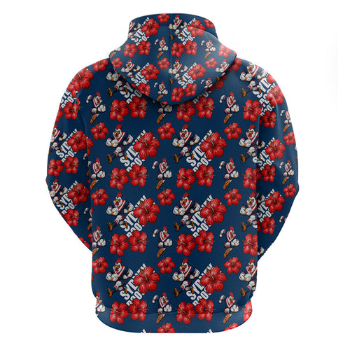 Sydney Roosters Hoodie Tropical Hibiscus Floral Seamless Rugby Mascot
