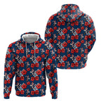 Sydney Roosters Hoodie Tropical Hibiscus Floral Seamless Rugby Mascot