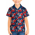 Sydney Roosters Kid Hawaiian Shirt Tropical Hibiscus Floral Seamless Rugby Mascot
