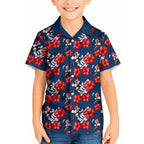 Sydney Roosters Kid Hawaiian Shirt Tropical Hibiscus Floral Seamless Rugby Mascot
