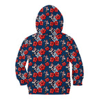 Sydney Roosters Kid Hoodie Tropical Hibiscus Floral Seamless Rugby Mascot