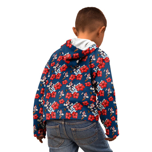 Sydney Roosters Kid Hoodie Tropical Hibiscus Floral Seamless Rugby Mascot