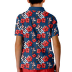 Sydney Roosters Kid Polo Shirt Tropical Hibiscus Floral Seamless Rugby Mascot