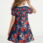 Sydney Roosters Kid Short Sleeve Dress Tropical Hibiscus Floral Seamless Rugby Mascot