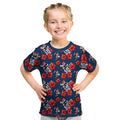 Sydney Roosters Kid T Shirt Tropical Hibiscus Floral Seamless Rugby Mascot