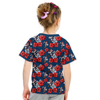 Sydney Roosters Kid T Shirt Tropical Hibiscus Floral Seamless Rugby Mascot