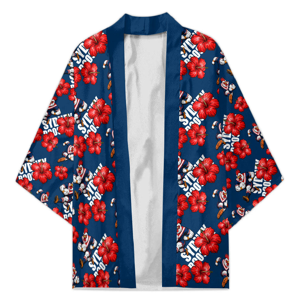 Sydney Roosters Kimono Tropical Hibiscus Floral Seamless Rugby Mascot