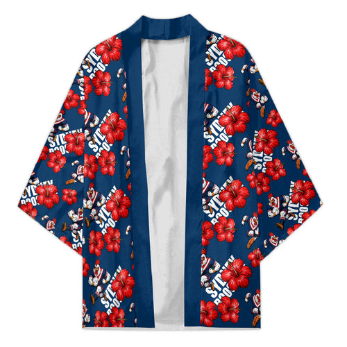 Sydney Roosters Kimono Tropical Hibiscus Floral Seamless Rugby Mascot
