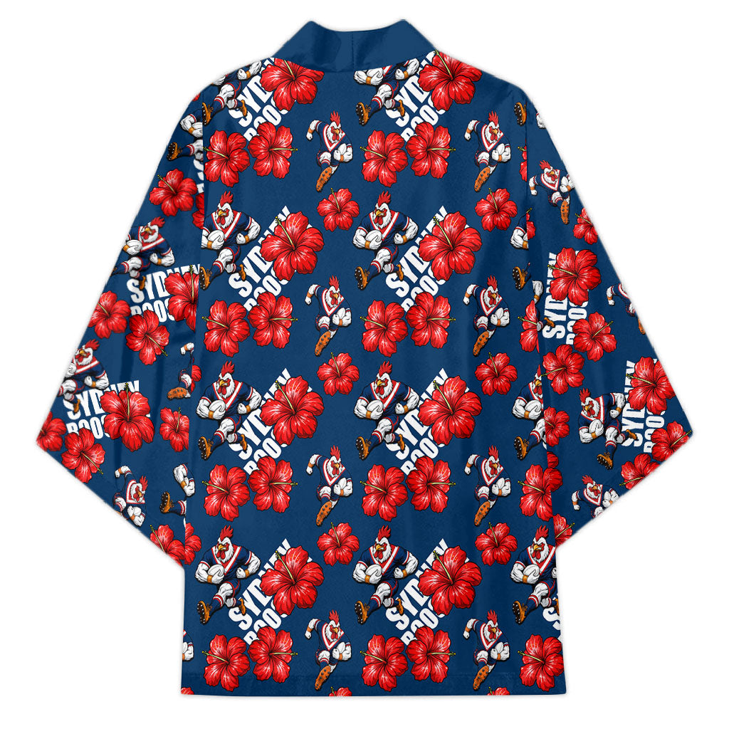 Sydney Roosters Kimono Tropical Hibiscus Floral Seamless Rugby Mascot