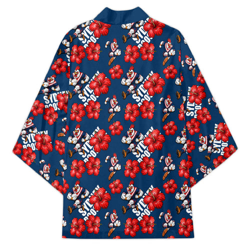 Sydney Roosters Kimono Tropical Hibiscus Floral Seamless Rugby Mascot