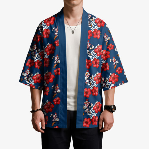 Sydney Roosters Kimono Tropical Hibiscus Floral Seamless Rugby Mascot